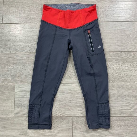 Lululemon Grey Run Crop Leggings - Picture 1 of 10
